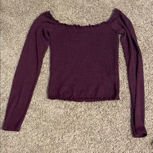 hollister off the shoulder burgundy long sleeve